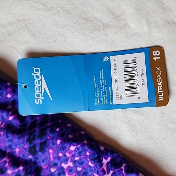 Speedo One-Piece Racerback Swimsuit Size 18 Purple & Pink NWT - Picture 3 of 6